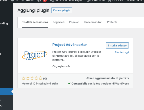 Project Adv inserter: il plugin WordPress per l’inserimento automatico degli spazi pubblicitari.